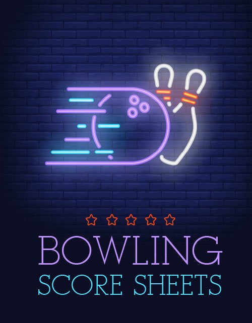 Bowling Game Record Book - 118 Pages - Purple Ball Striking Design