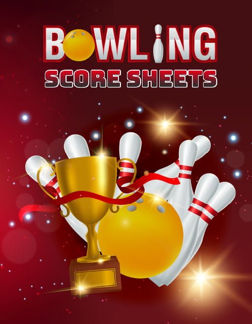 Bowling Game Record Book - 118 Pages - Gold Winning Cup and Ball Design