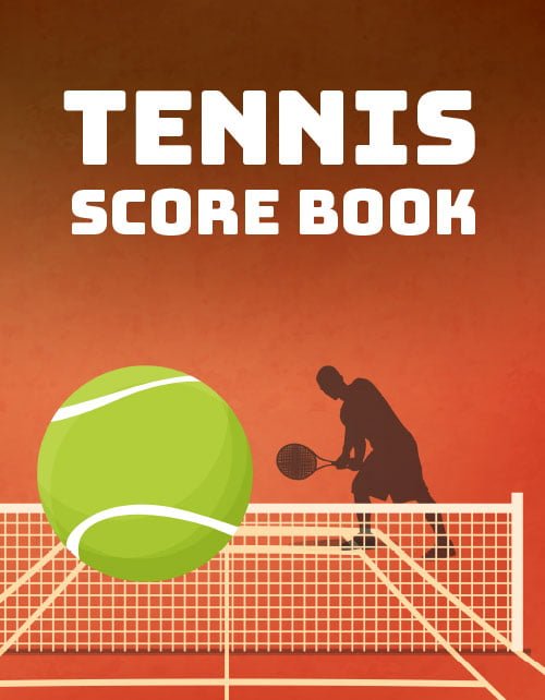 Tennis Score Book: Game Record Keeper for Singles or Doubles Play | Tennis Ball and Net on Red Design