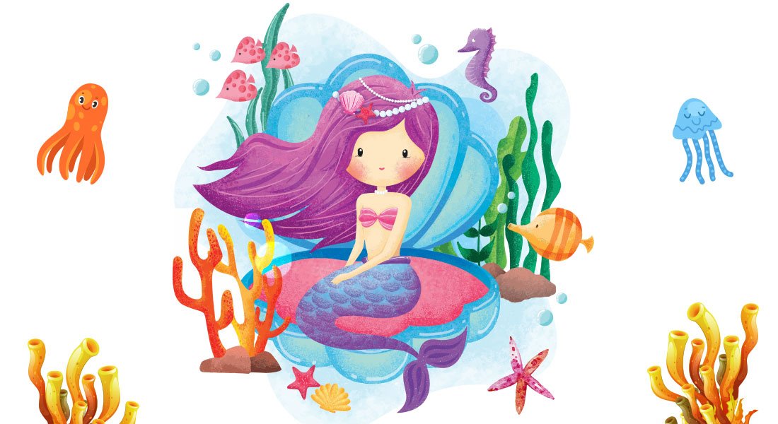 Image of a mermaid featured on the cover of the Mermaid Primary Composition Notebooks