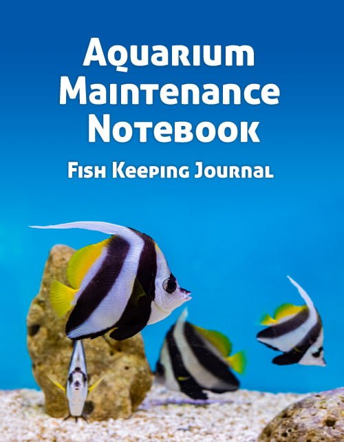 Yellow fish and coral on an aquarium maintenance notebook, serving as a fish keeping journal and tank aquarium log book