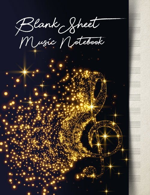 Blank Sheet Music Notebook: Music Manuscript Paper | Beautiful Gold Music Note Design (Music Composition Books)