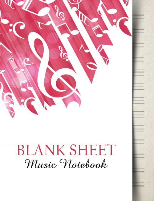 Blank Sheet Music Notebook: Music Manuscript Paper | Music Notes on Pink and White Design (Music Composition Books)