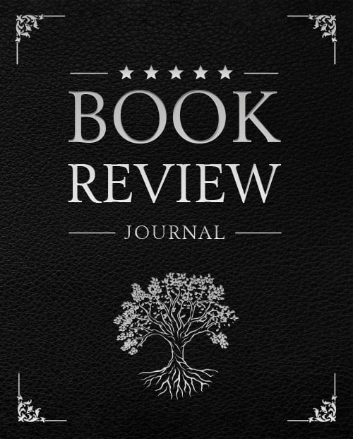 Book Review Journal: 100 Record Pages For Book Lovers | The Tree of Life and Stars on Black Leather Design