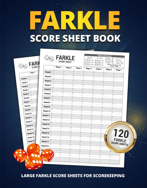 Farkle Score Sheet Book: 120 Large Score Sheets For Scorekeeping | Elegant Farkle Dice Game Record Keeper Book (Farkle Score Record)
