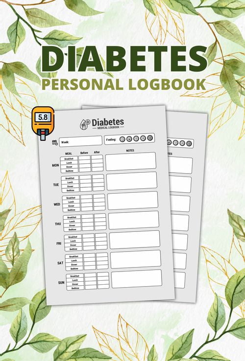 Diabetes Personal Logbook: Daily Glucose Record Tracker for Optimum Health in Women and Men with Diabetes