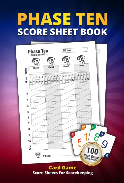 Phase 10 Score Sheets Card Game